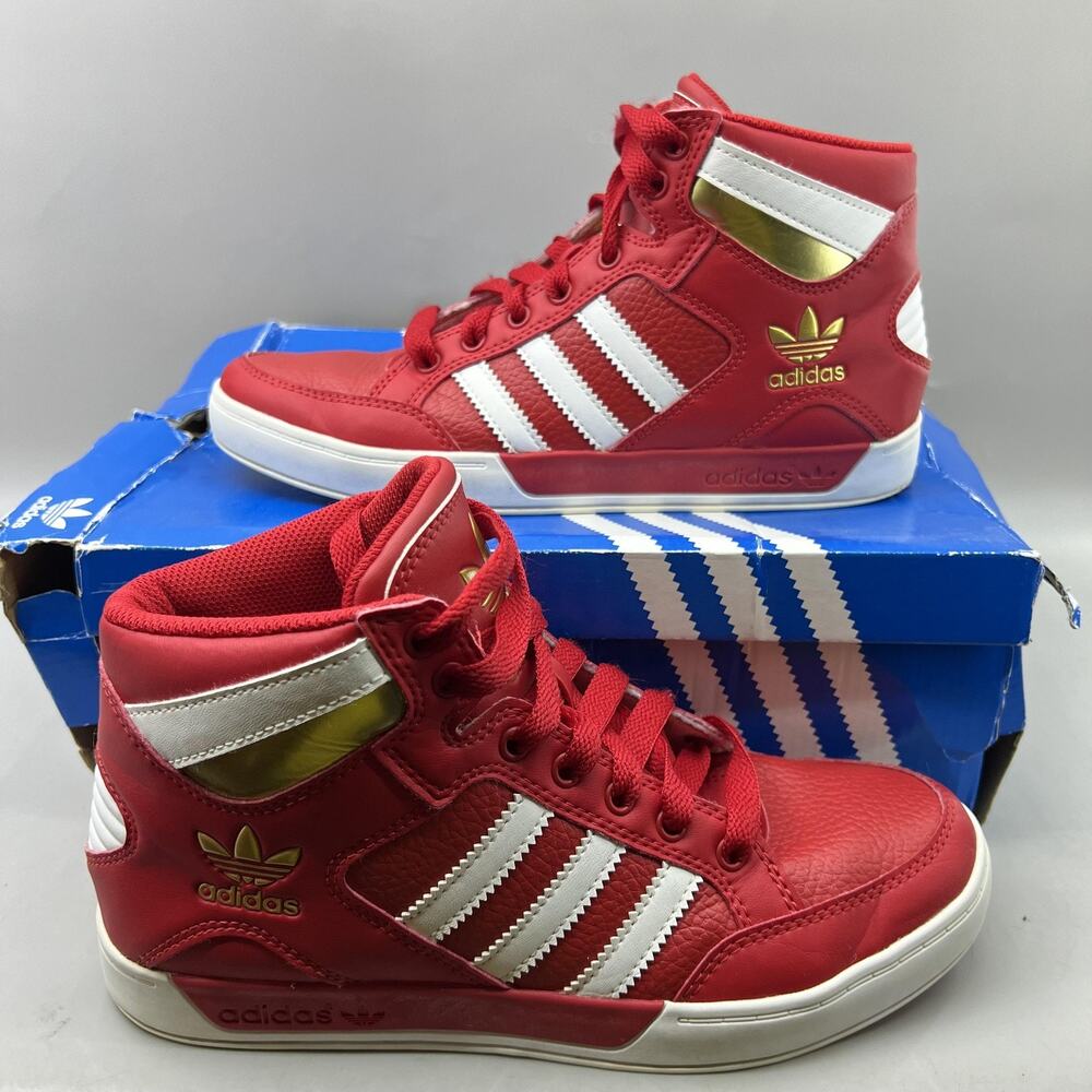Adidas Hard Court Hi J Sneakers Youth Size 5 Red White Basketball Comfort Shoes